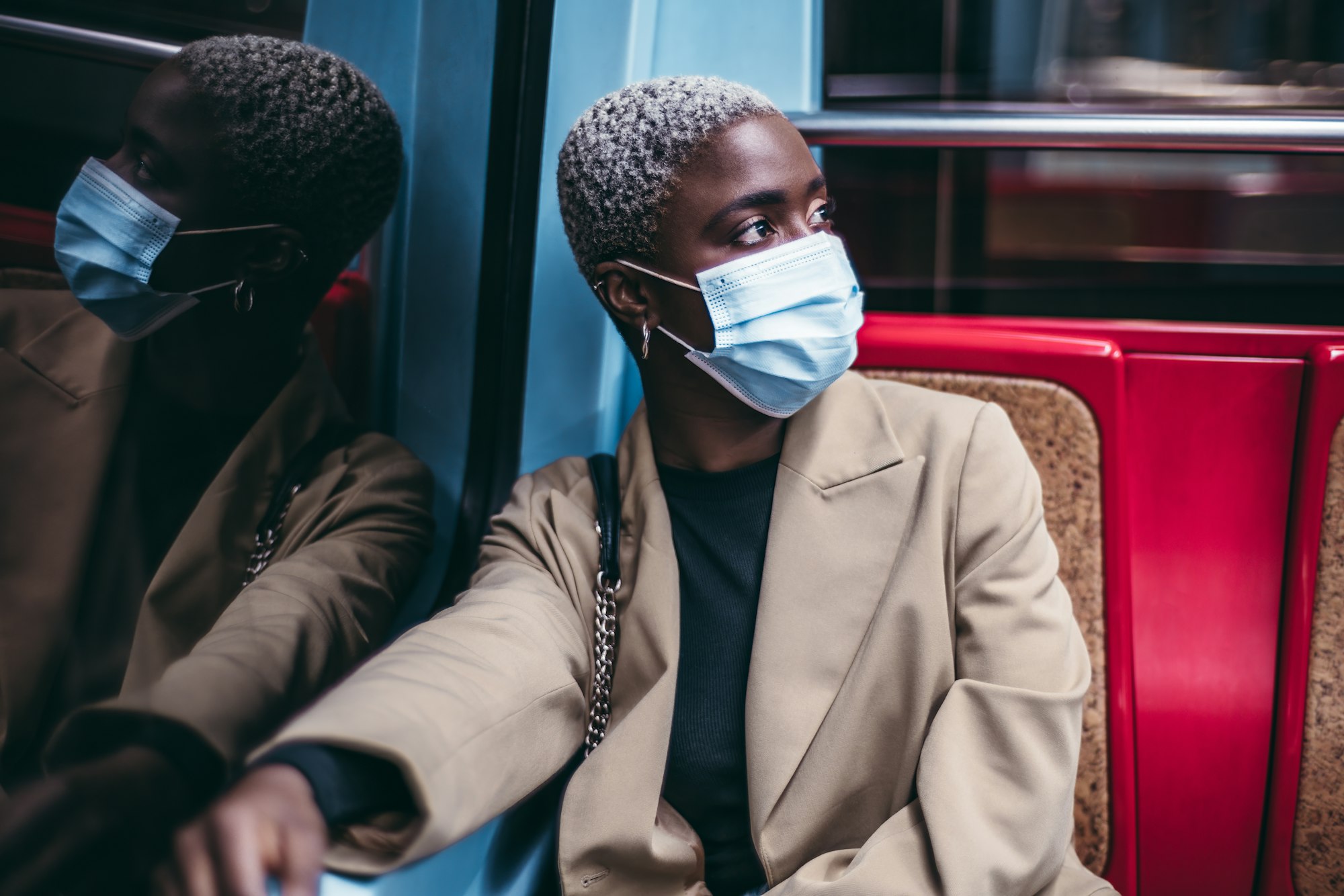 Black girl in a metro car